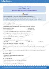 Đề số 15 - Đề kiểm tra học kì 1 - Sinh học 8